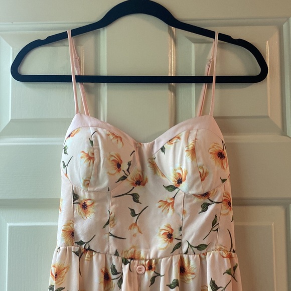 -Pink floral high- low dress - Picture 3 of 8